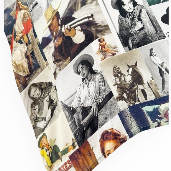 UNBREAK.IT • Silk Western Cowgirl Art Print V-Neck Top Made in Italy - Picture 10 of 13